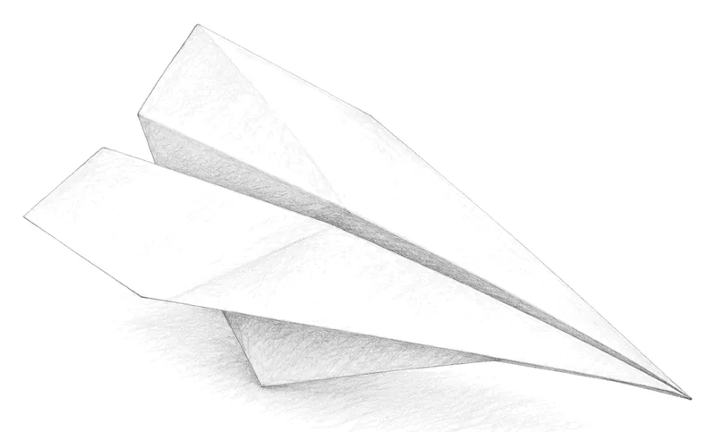 紙飛行機の鉛筆画